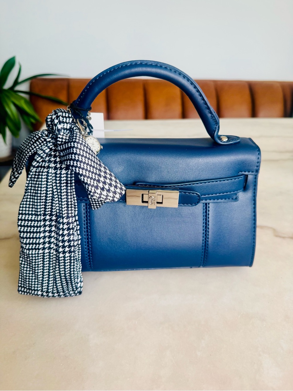 Steve Madden Navy Structured Top-Handle Crossbody